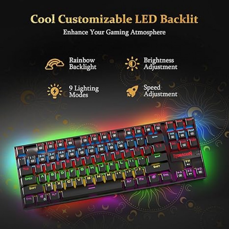  Redragon KUMARA Pro K552P-KBS RGB Bluetooth Wireless 2.4G 3 Mode 87 Keys Mechanical Gaming Keyboard
