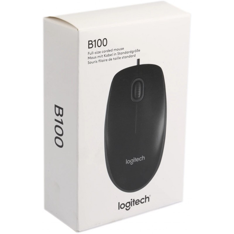LOGITECH Corded  Mouse B100 - Business EMEA - BLACK