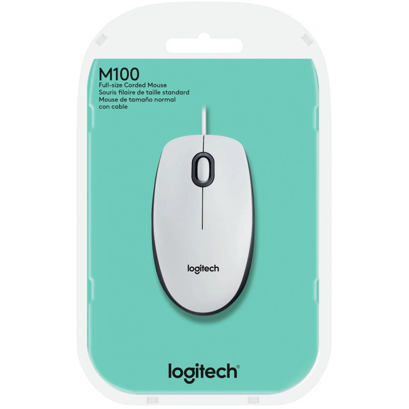 Logitech Mouse M100 - WHITE - USB -  EMEA-914 -AKOYA HANGTAB BOX M100